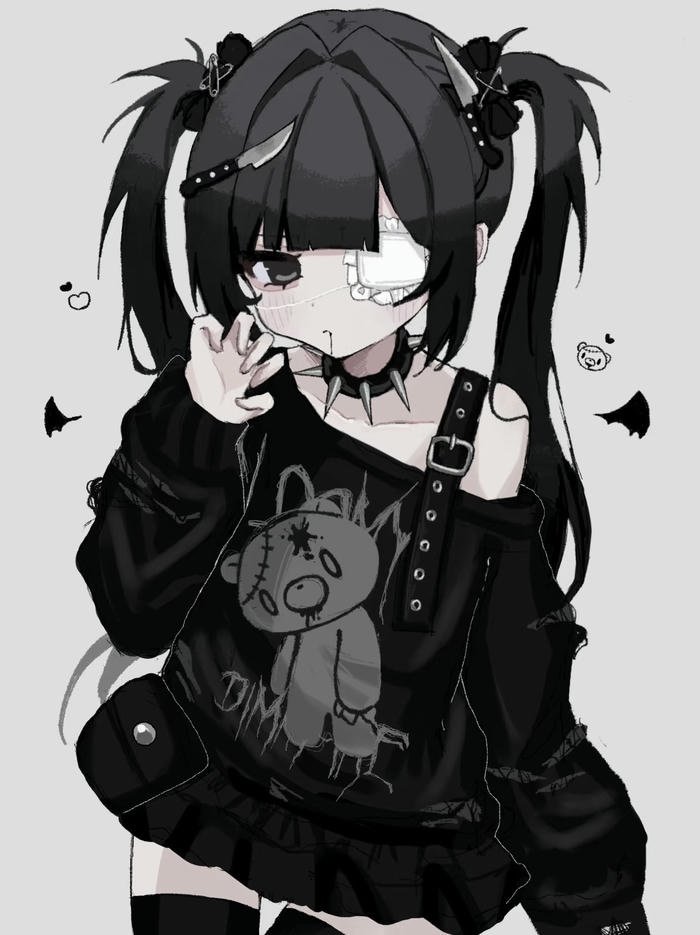 hình ảnh anime nữ trắng đen tương phản