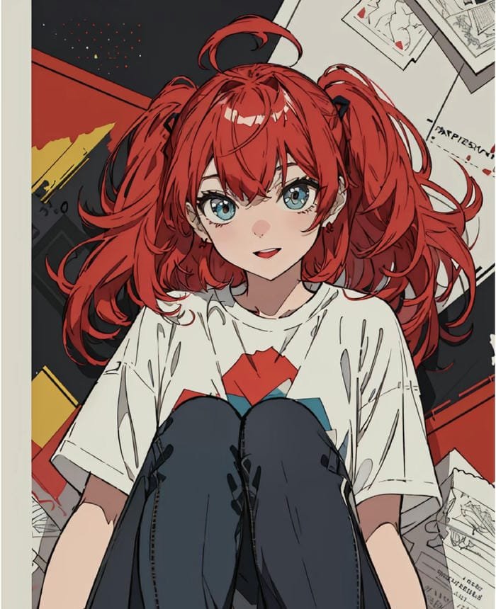 hình ảnh cô gái tóc đỏ anime đẹp hiếm