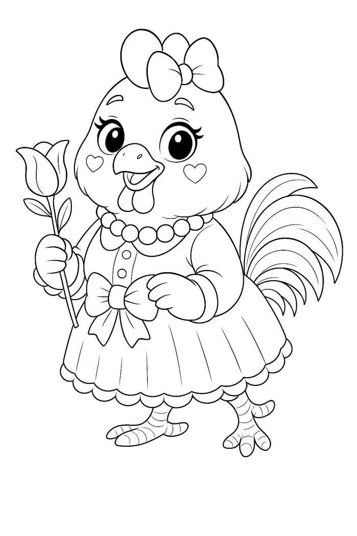 hình ảnh con gà cho trẻ tô màu