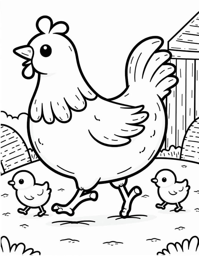 hình ảnh con gà trống chưa tô màu