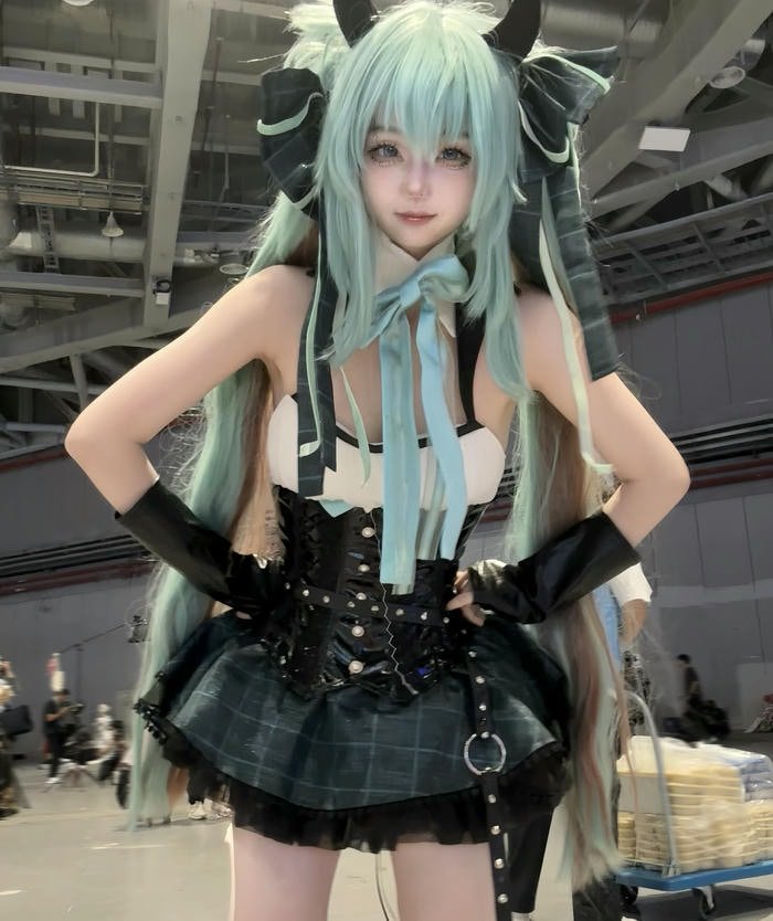hình ảnh coslay miku váy ngắn xếp