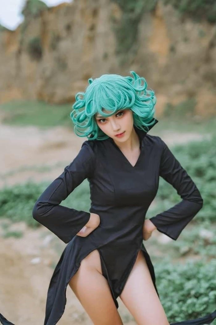 hình ảnh coslay tatsumaki tông xanh lá