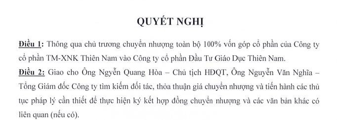 Hình ảnh cuộc họp của TNA thông qua quyết định thoái vốn tại công ty giáo dục