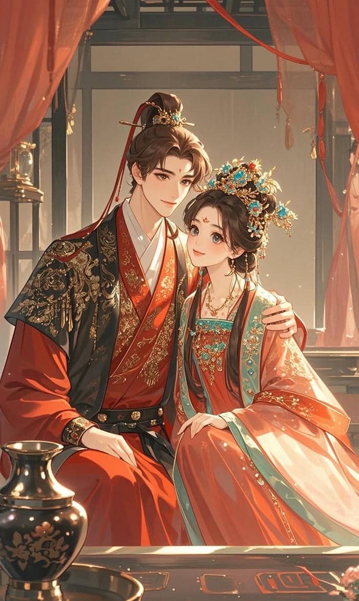 hình ảnh cưới anime dáng cười hạnh phúc