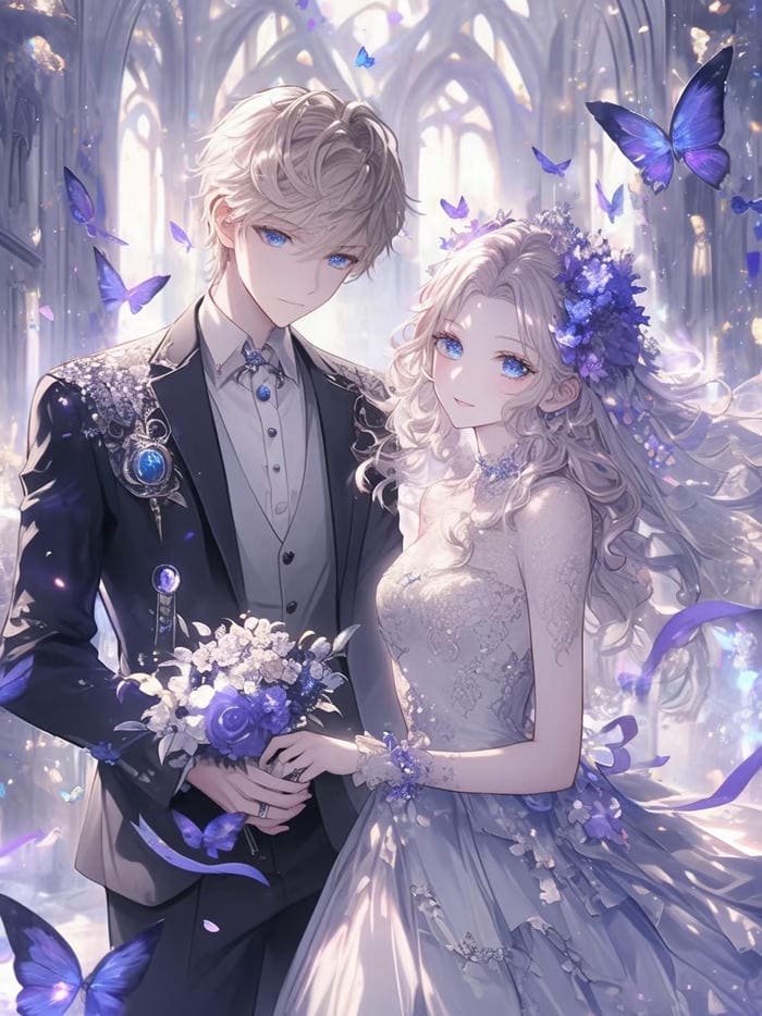 hình ảnh cưới anime duyên dáng