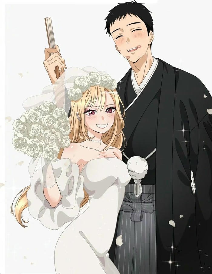 hình ảnh cưới anime gương mặt tươi