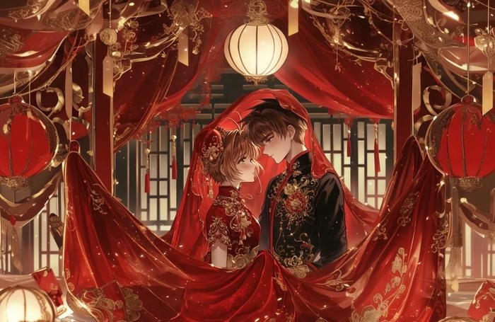hình ảnh cưới anime phong cách cổ trang