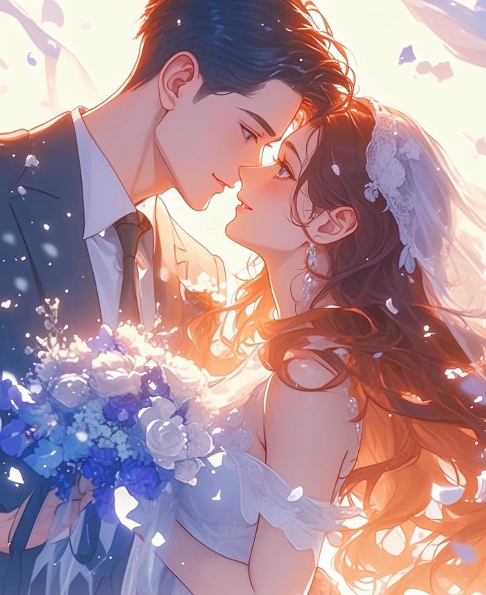 hình ảnh cưới anime sang trọng huyền ảo