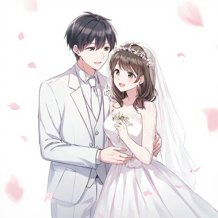 hình ảnh cưới anime trong trẻo