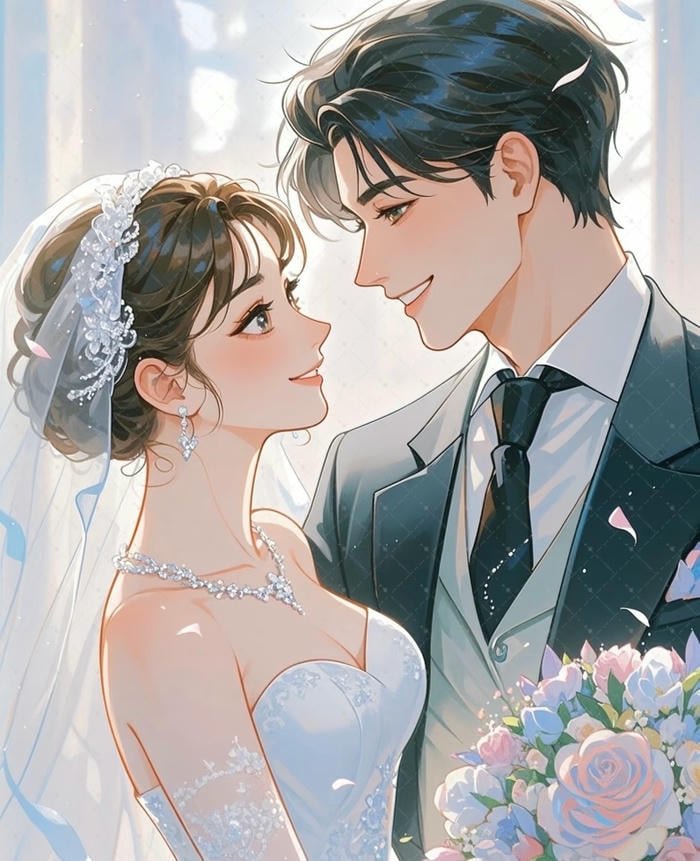 hình ảnh cưới anime tươi tắn