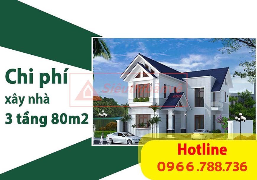 Hình ảnh minh họa kiến trúc nhà 3 tầng 80m2