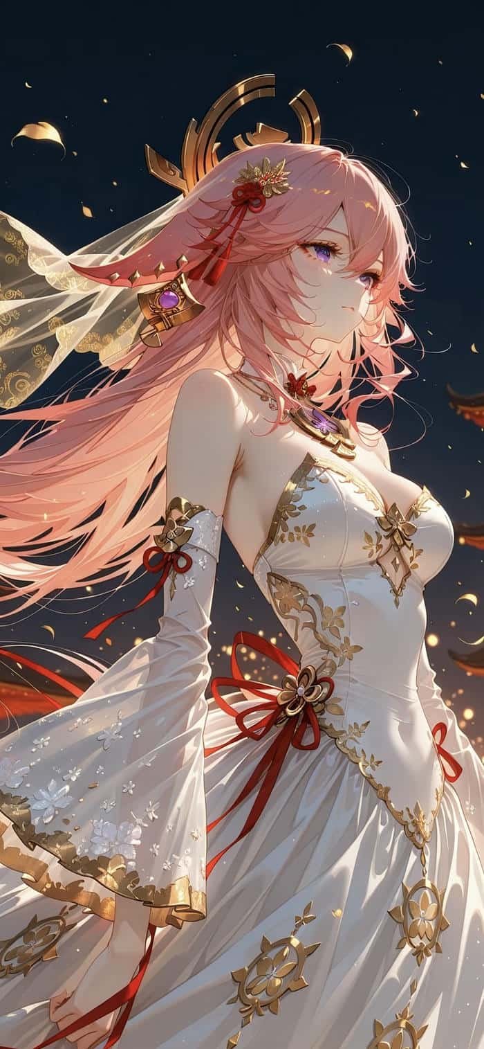 hình ảnh nền anime nữ ánh nhìn xa