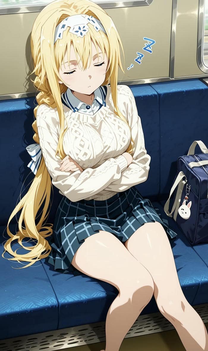 hình ảnh nhân vật anime nữ ngủ gật