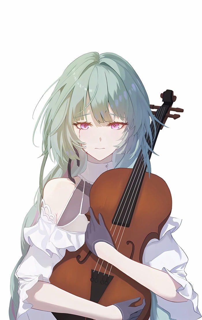hình ảnh nhân vật anime nữ ôm đàn