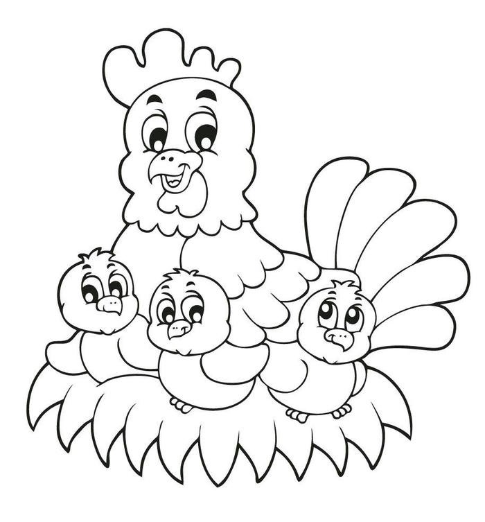 hình ảnh tô màu gà con cho bé 3 tuổi