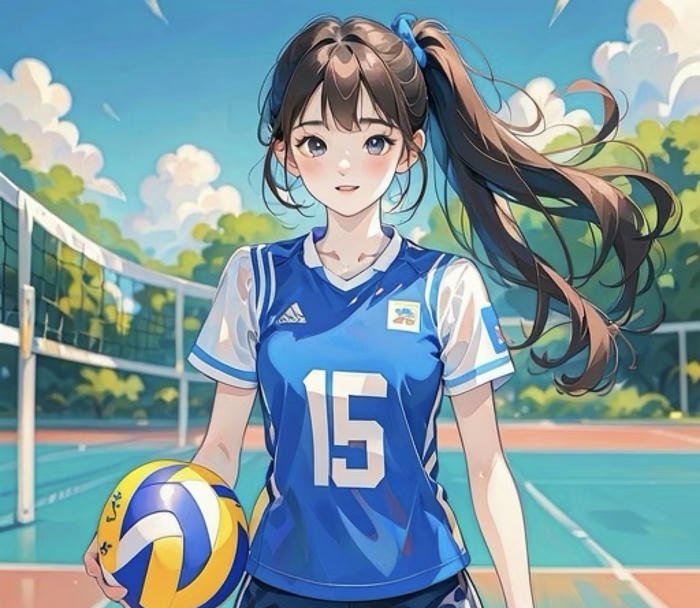 hình anime bóng chuyền cầm bóng đẹp