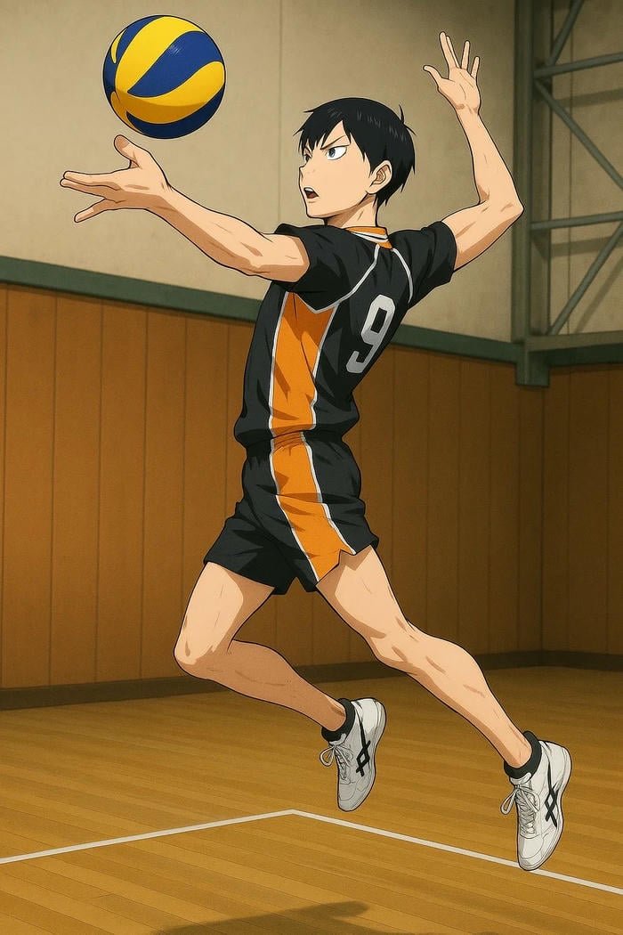 hình anime bóng chuyền động tác gọn