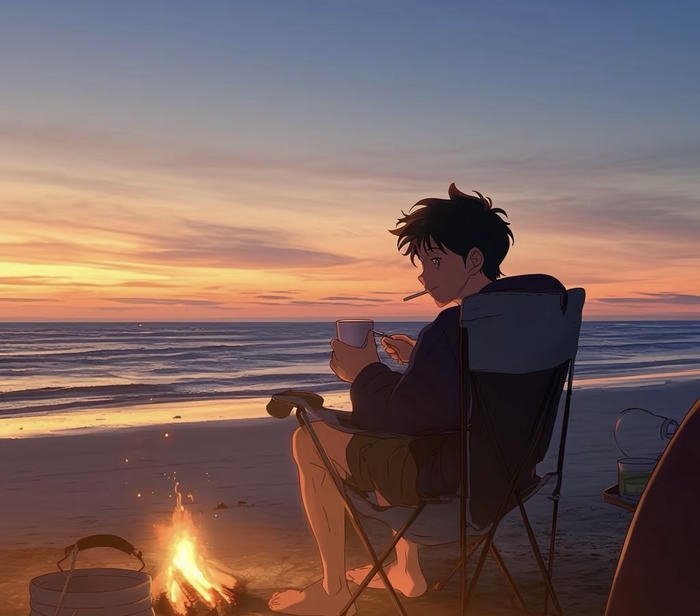 hình anime buồn ngồi lặng thinh