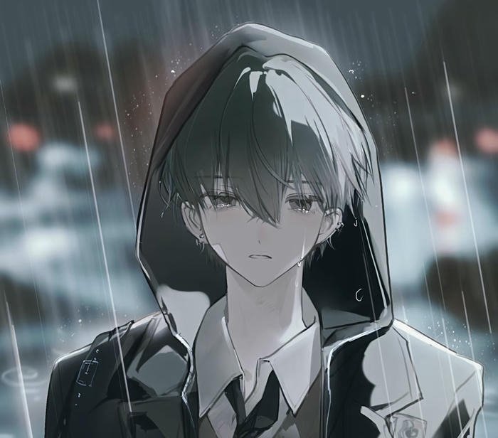 hình anime buồn nhìn mưa rơi