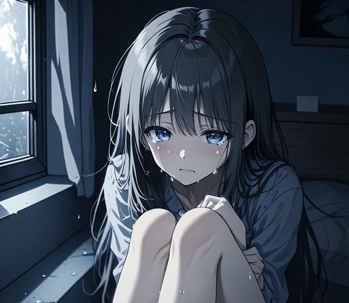 hình anime buồn vì tình yêu rơi lệ