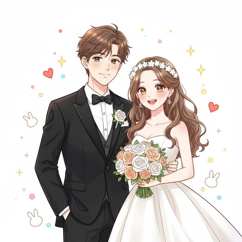 hình anime cô dâu chú rể ngày thành hôn đầy cảm xúc
