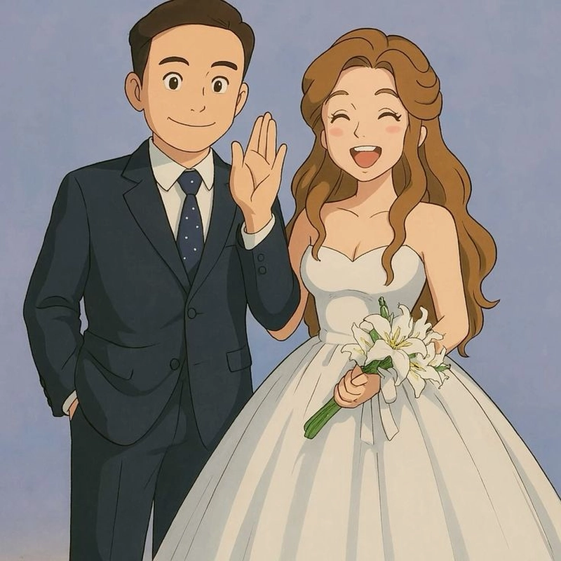 hình anime đám cưới trong mơ các cặp đôi yêu nhau