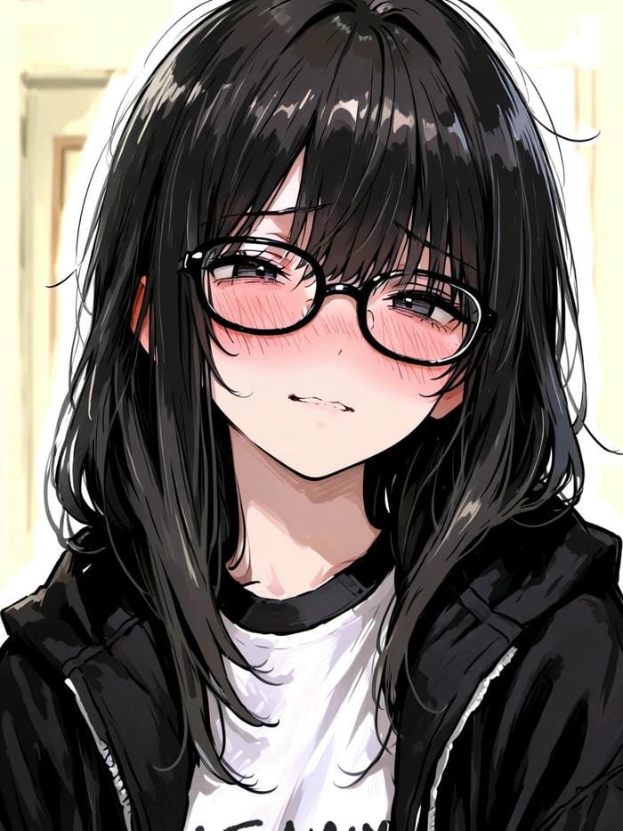 hình anime đeo kính ánh nhìn thâm trầm