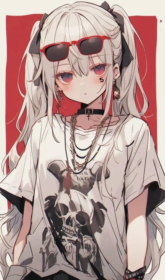 hình anime đeo kính cô gái cá tính