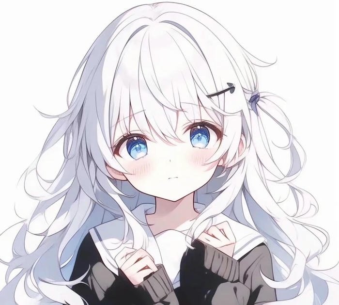 hình anime girl tóc trắng nhỏ nhắn