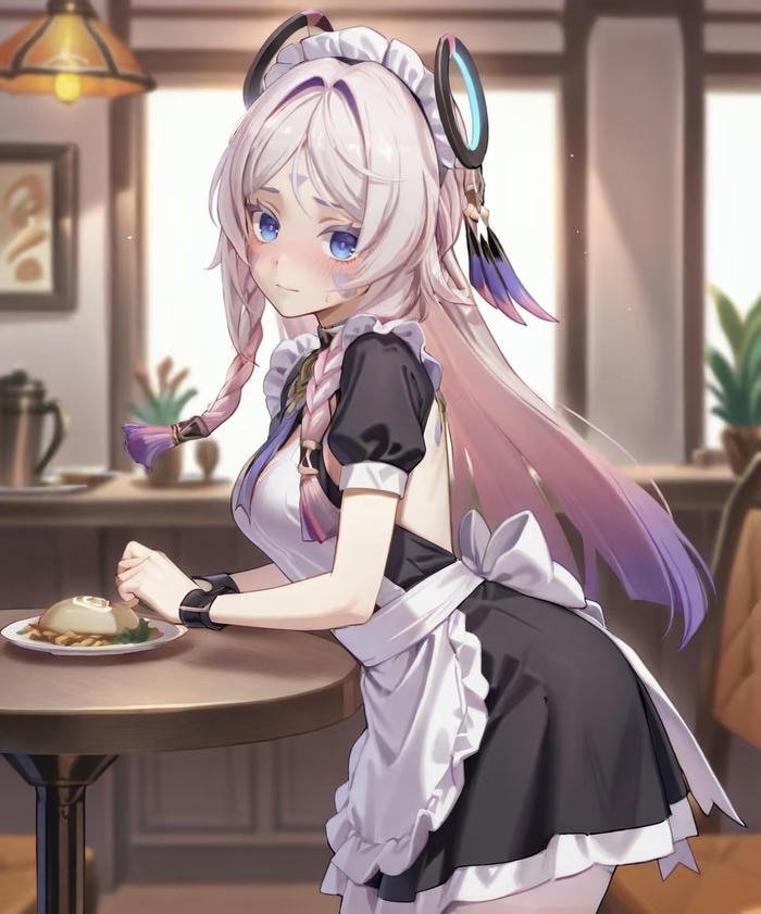 hình anime hầu gái nhìn xa xăm