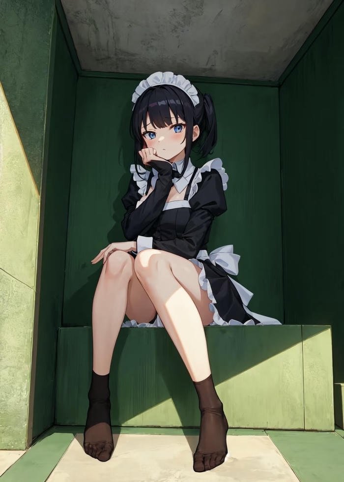 hình anime hầu gái phong cách tối giản