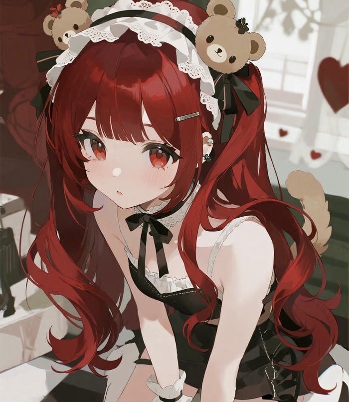 hình anime hầu gái tóc xoăn nhẹ đẹp