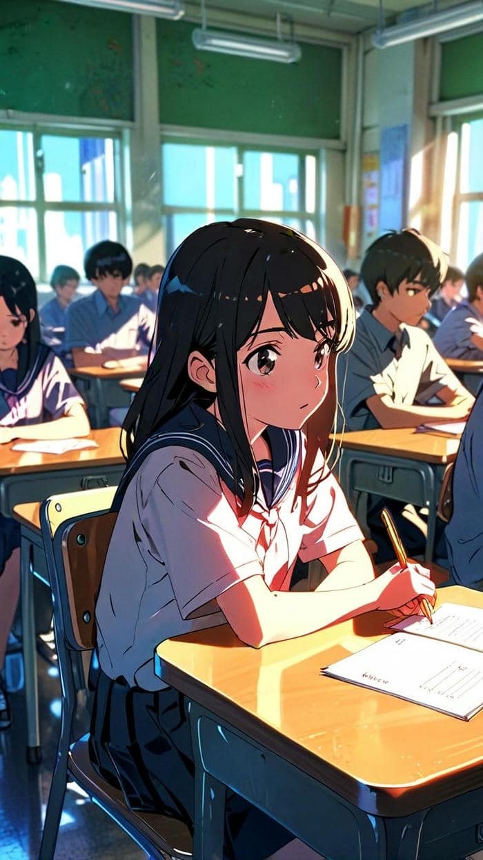 hình anime học đường không khí học tập