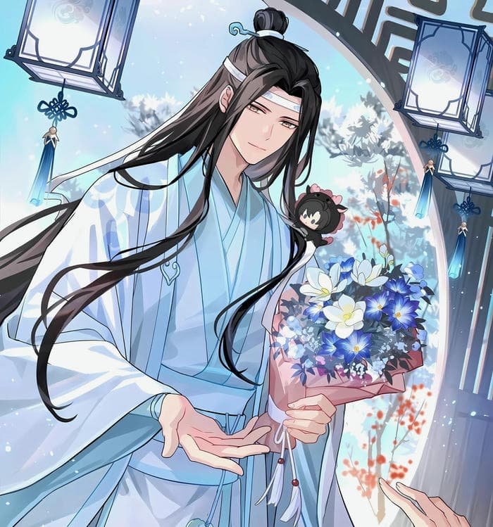 hình anime nam cổ trang buồn dáng vẻ tao nhã