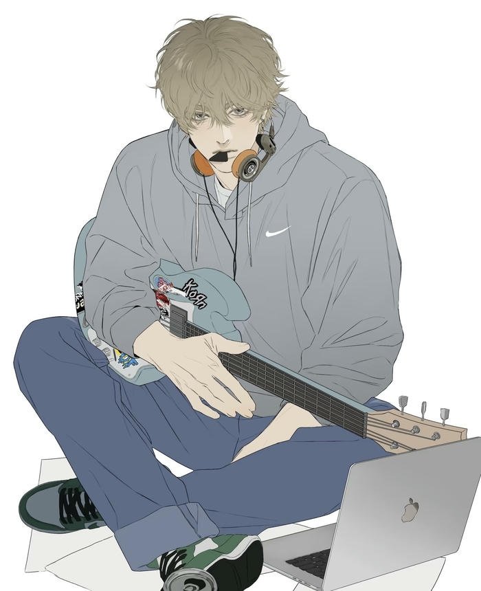 hình anime nam đang học nhạc
