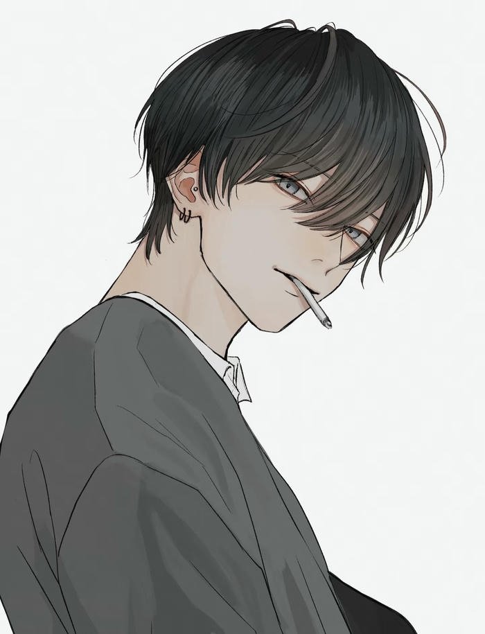 hình anime nam đang hút thuốc