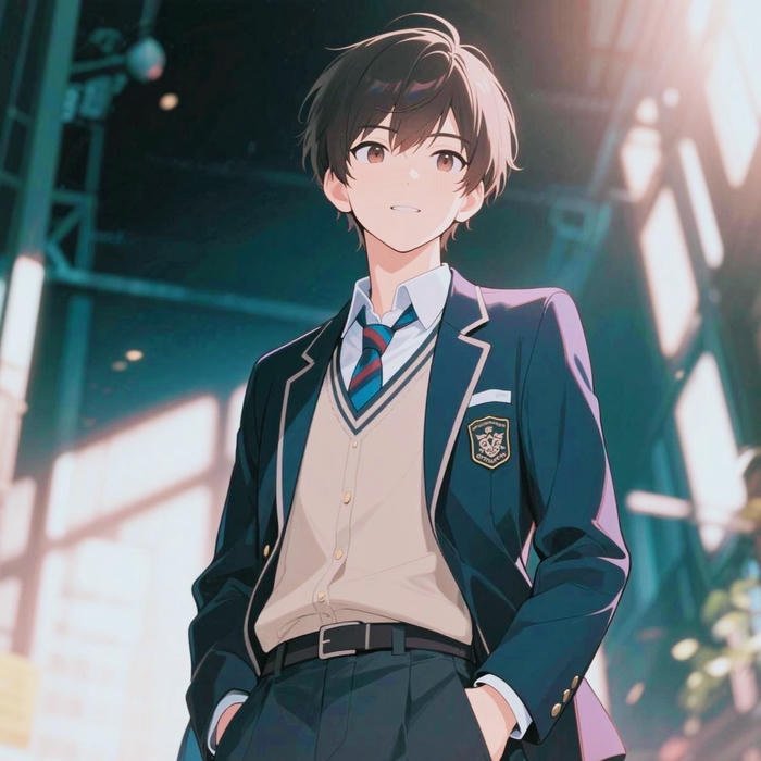 hình anime nam học sinh ánh nắng buổi chiều