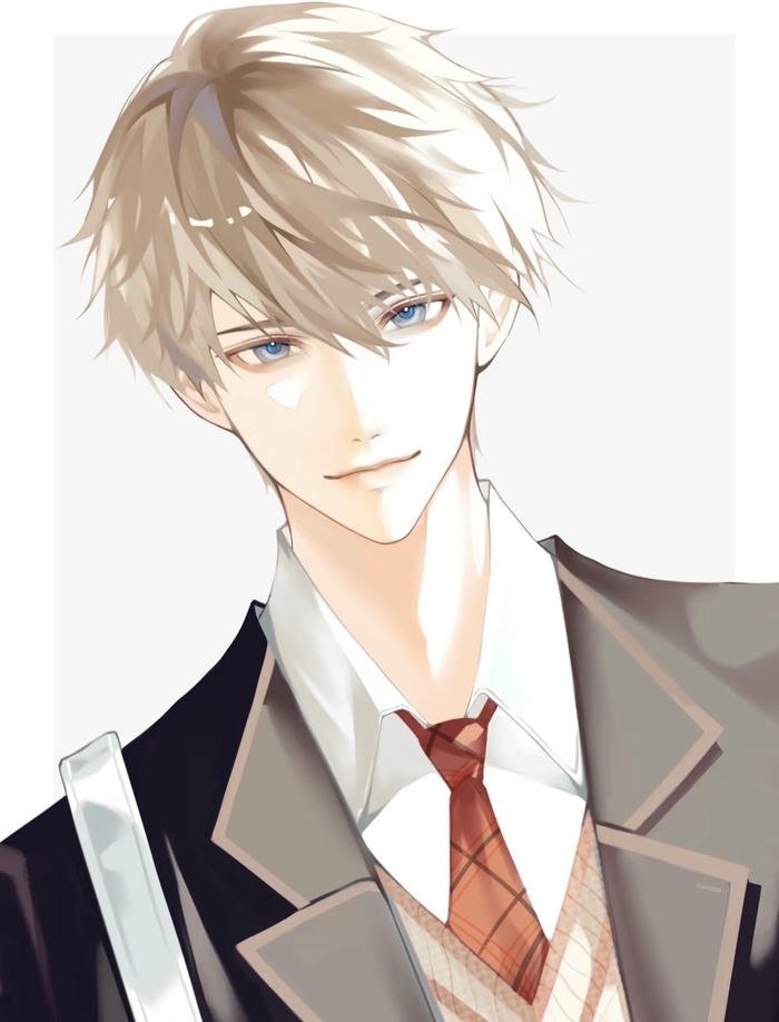 hình anime nam học sinh tóc trắng