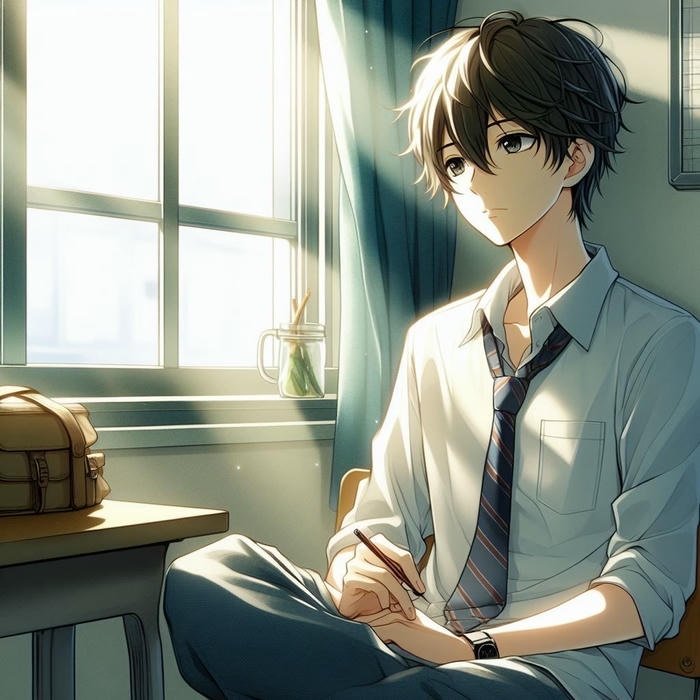 hình anime nam học sinh trong lớp học