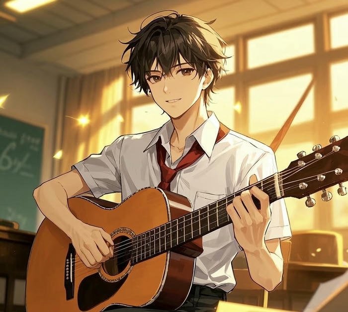 hình anime nam mặc áo sơ mi trắng soái ca học đường
