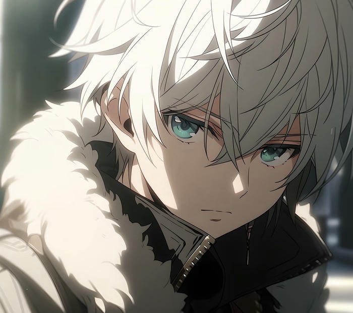 hình anime nam tóc trắng buồn