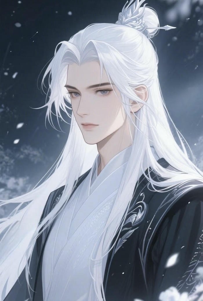 hình anime nam tóc trắng đơn giản đẹp