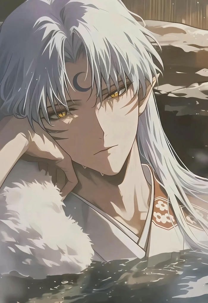 hình anime nam tóc trắng trầm lặng