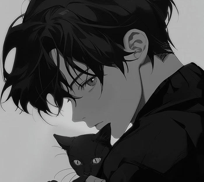 hình anime nam trắng đen cổ điển