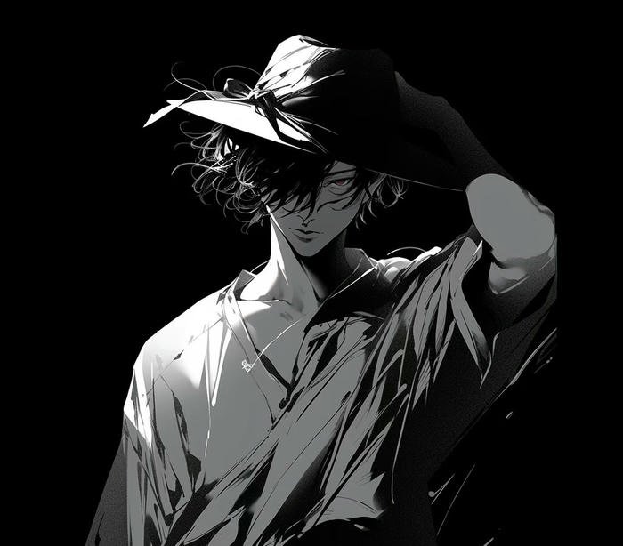 hình anime nam trắng đen khí chất tĩnh
