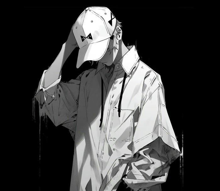 hình anime nam trắng đen trầm buồn