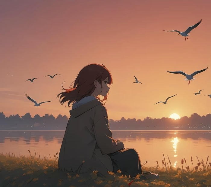 hình anime nữ buồn ánh mắt xa xăm