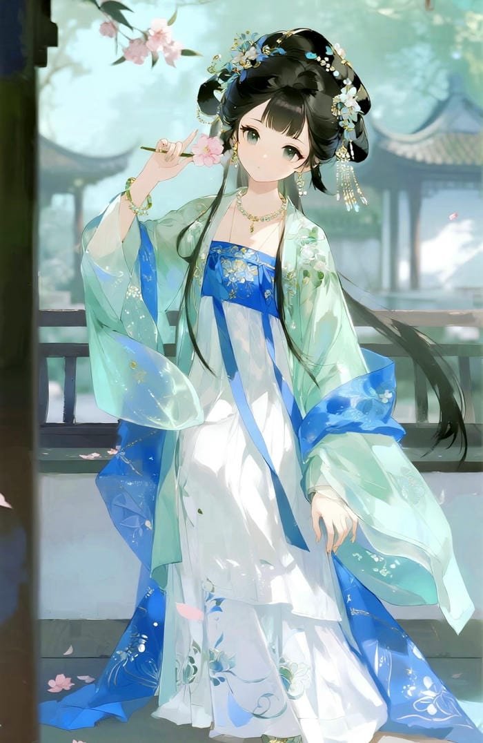 hình anime nữ cổ trang vẻ đẹp nền nã