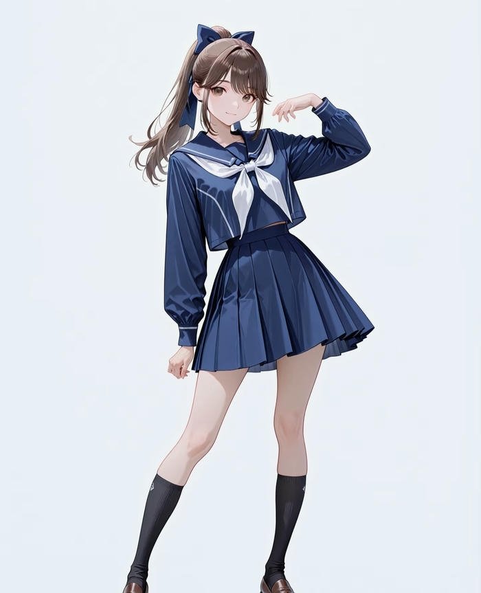 hình anime nữ học sinh cột tóc đuôi ngựa trẻ trung