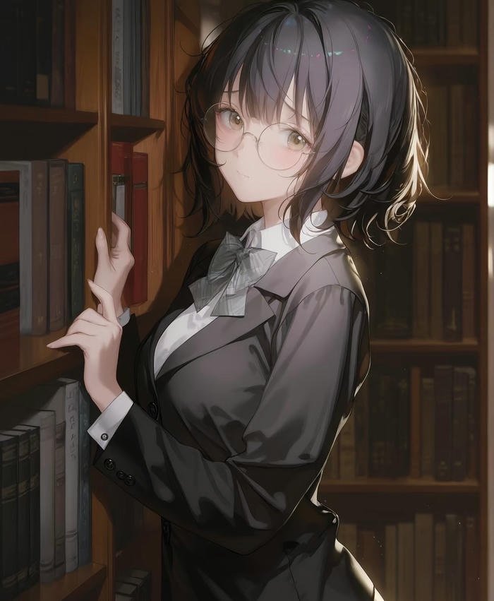 hình anime nữ học sinh trong thư viện